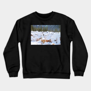 Among the Rocks: Autumn Snow in The Rockies Crewneck Sweatshirt